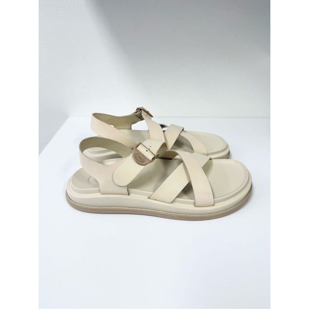 Chaco Townes Slingback Strappy Sandals Size 9 M Ivory Angora Leather JCH109472 - Picture 2 of 6